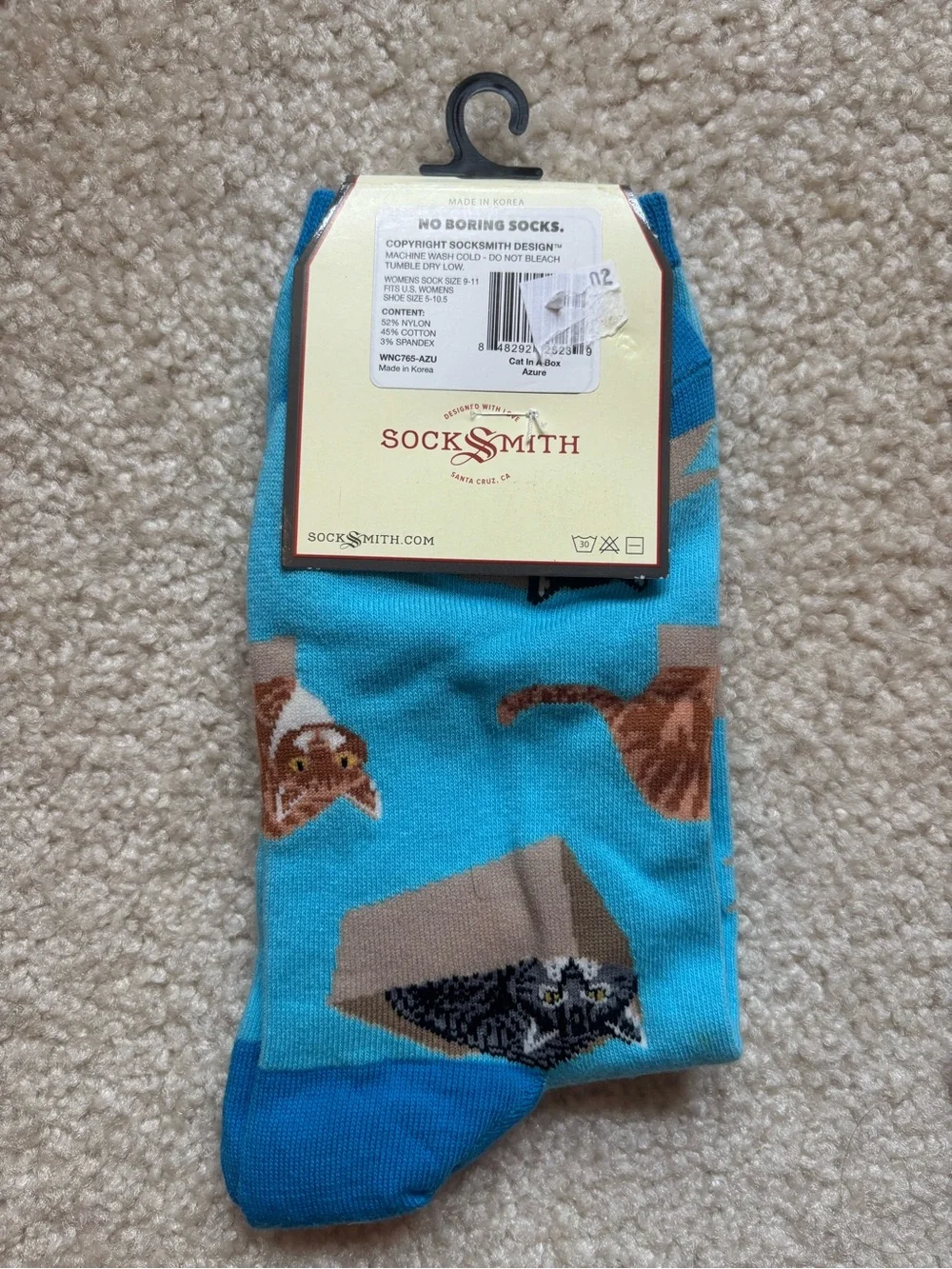 Socksmith Women’s Turquoise Cat Crew Socks